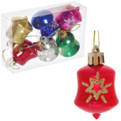 Набор игрушек елочных пластик 6 шт, 4,5 см "Колокольчик звезда", микс 201-0386