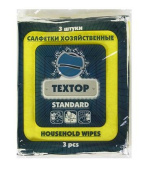 Салфетка д/уборки "Textop" 35*35 см,3 шт, 90гр, вискозная 