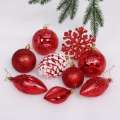Набор игрушек елочных пластик 26 шт "Рождество", красный 201-1249