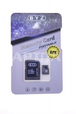 MicroSD BYZ  8Gb 10 class  с картридером