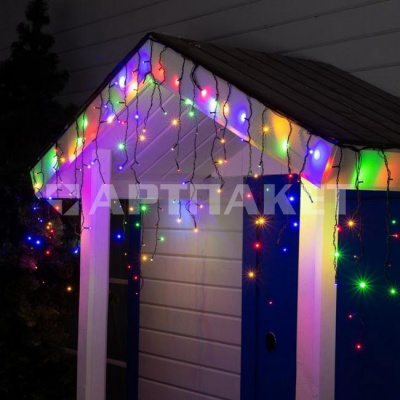 Гирлянда эл. д/улицы бахрома 3 м (60), мульти, 160 LED, IP44, черный провод 4356992