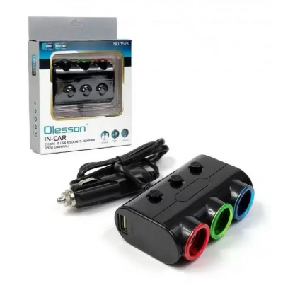 Тройник для прикуривателя Olesson 1523/1636 +2 USB