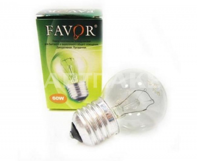 Лампа накаливания Favor  Р45 E27 60W шар прозрачная 