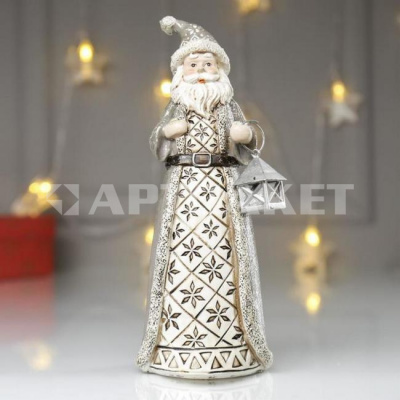 Сувенир "Дед Мороз в серой шубе, с фонариком" 4838524