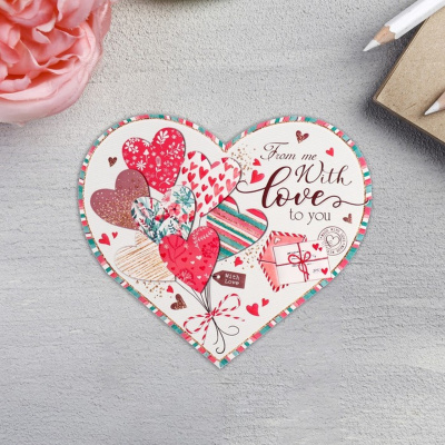 Валентинка "From me with love to you" глиттер, конгрев, 12,5х19,4 см 9416249