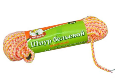 Шнур бытовой универсальный полипропилен, 15 м, d 4 мм, "Умничка" цветной 23-263