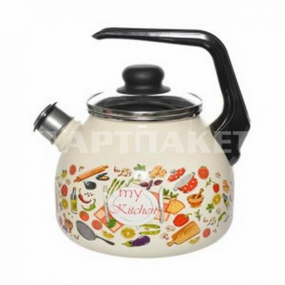 Чайник 3,0л эмал со свистком Моя кухня 