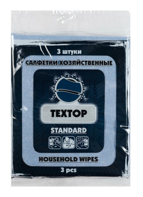 Салфетка д/уборки "Textop" 30*35см, 3шт, вискозная голубая