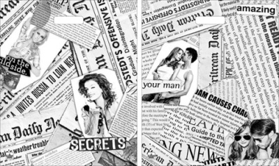 Пакет ПЭ, 38х45 см, 60 мкм, с вырубной ручкой, "Газетный микс"