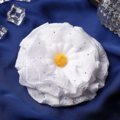 Резинка д/волос бант "Школьница" ромашка 11 см 7915746