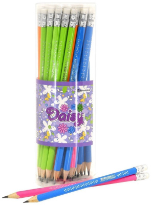 Карандаш ч/г Schoolformat DAISY НВ с ластиком заточенный трехгранный Карандаш ч/г Schoolformat DAISY НВ с ластиком заточенный трехгранный