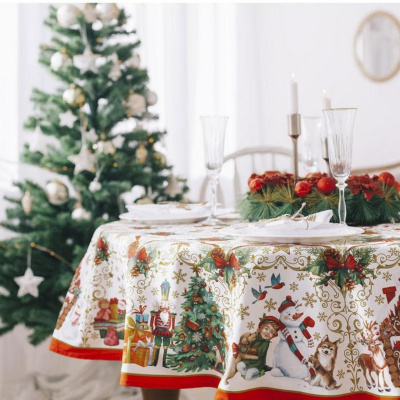 Скатерть 2,2м "Новогодние игрушки" 2690321