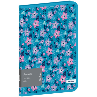 Папка на молнии Berlingo "Flowers" А5+, с рисунком