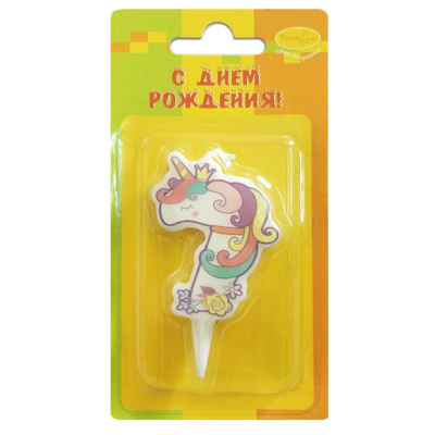 Свеча Цифра 7 Единорог 5см
