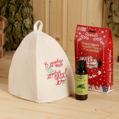 Набор подарочный шапка "В здоровом теле" + ароматизатор ель 