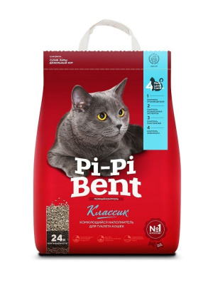 Наполнитель д/кош.туалета  Pi-Pi-Bent  классик. 24л (10кг)