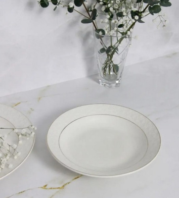 Тарелка 22см глубокая Грация Нежность, фарфор белая 