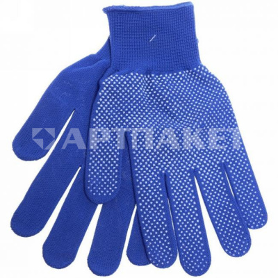 Перчатки нейлоновые с ПВХ покрытием "Классика" голубые 788-348