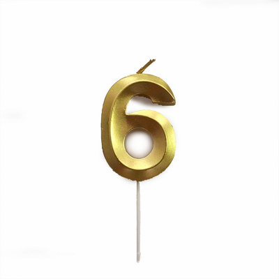 Свечи для торта 5см Цифра Gold 6