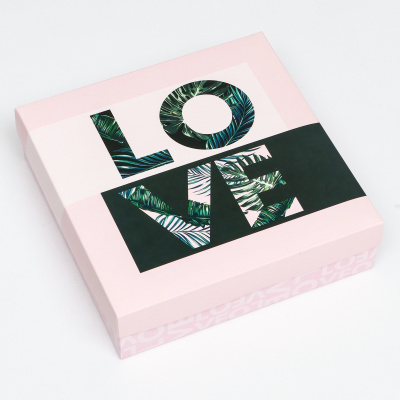 Коробка подарочная складная 23х6,5х23 см, "Love", розовый 9327129