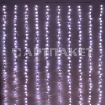 Гирлянда эл. занавес 3х2 м, 480 LED, IP54, "Водопад", белый холодный, прозрачный провод 725-582