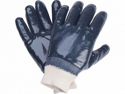 Перчатки х/б, полный нитриловый облив, манжета крага, синие, р-р XL, "Libry", 1 пара