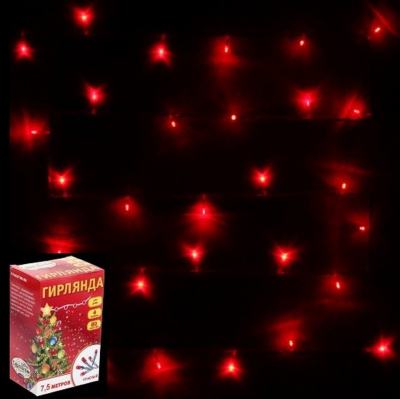 Гирлянда эл. нить 7,5 м, красный, 80 LED 183-815 