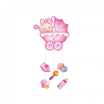 Подвеска бумажная С Днем Рождения Малыш розовая