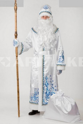 Карнавальный костюм "Дед Мороз сатин аппликация белый, р.54-56 4063665