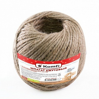 Шпагат джутовый 50 м, d 2 мм, 1200 текс, "Komfi" бурый HRD050T