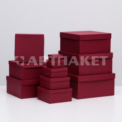 Коробка картон прямоугольная11 5,5*5,5*2,5см Бордовая ребристая 5300467