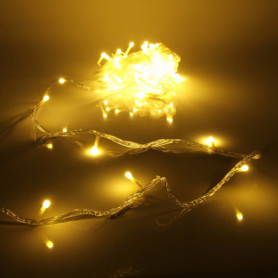Гирлянда эл. нить 9,5 м, 100 LED, IP20, "Bright light" белый теплый, прозрачный провод 725-0044