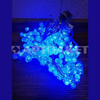 Гирлянда эл. занавес 2х2 м, 200 LED, IP20, "Разбитые шарики", голубой, серебристый провод 9А