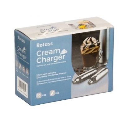 Баллончики для взбивания сливок (N2O) 10 шт/уп, "ROTASS"