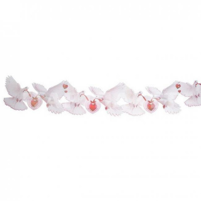 Гирлянда с плакатом "С Днём Свадьбы!" голуби с подвесками 4910320