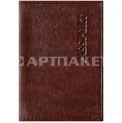 Обложка для паспорта "Бизнес" кожзам, коричневый 254218