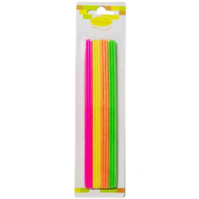 Свечи для торта 16,5см Неоновые Тонкие Ассорти 24шт