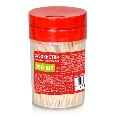 Зубочистки береза в п/банке "Komfi" 200 шт.