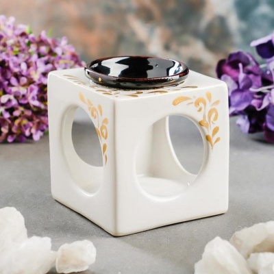 Аромалампа "Куб" чёрно-белая,с золотом 7010371    