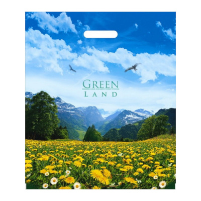 Пакет ПЭ, 40х47 см, 45 мкм, с вырубной ручкой, "Зеленая долина"