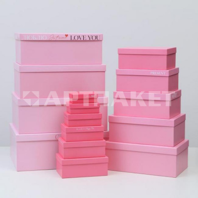 Коробка картон прямоугольная15 40,5*24*14,5см Розовый градиент 4825987