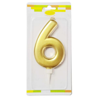 Свечи для торта 12см Цифра Gold 6