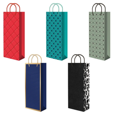 Пакет подарочный ламинированный глянцевый, под бутылку, 15х12х36 см, ПБР62466