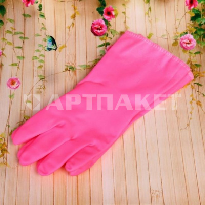 Перчатки пвх "Фантазия" розовые 30см с резиновым покрытием