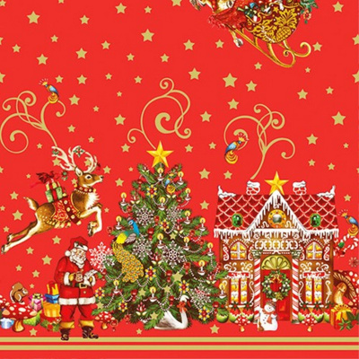 Клеенка декоратив. Dekorama Новый Год 1,4 м красная 023В
