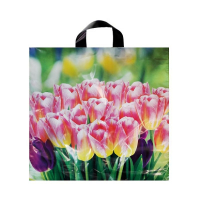 Пакет ПЭ, 45х45 см, 70 мкм, с петлевой ручкой, "Букет"