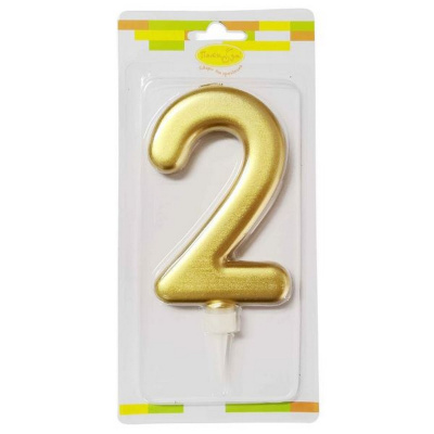Свечи для торта 12см Цифра Gold 2