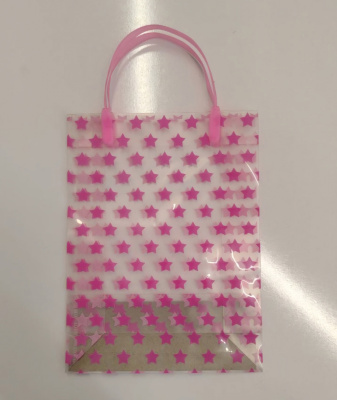 Пакет мягкий пластик, прозрачный с рисунком, 18х7х24 см, "Розовые звездочки" 25251