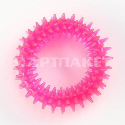 Игрушка жевательная "Игольчатое кольцо", 9 см, розовая   6257017