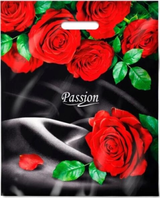 Пакет ПЭ, 38х47 см, 60 мкм, с вырубной ручкой, "Страсть"